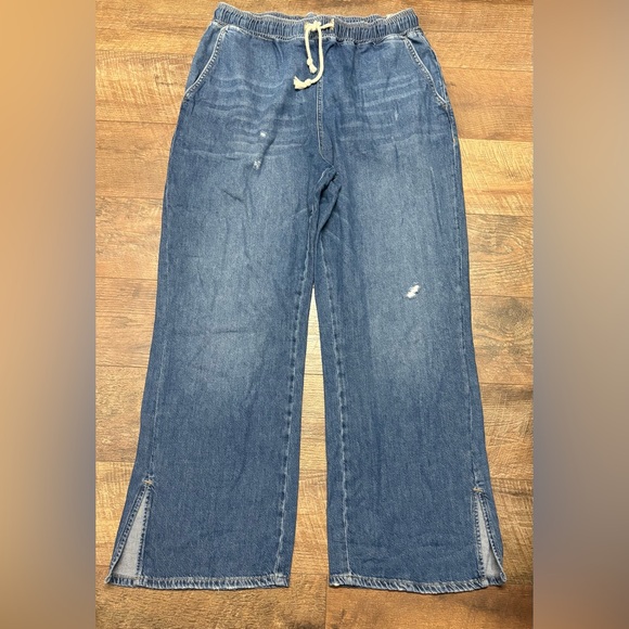 Pilcro Denim - NWT Pilcro Anthropologie Drawstring Pull On Wide Leg Jeans Size Large